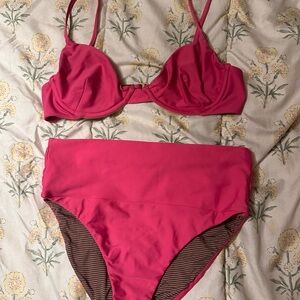 Acacia Swimwear High-Waist Pink Women’s Swim Bikini Set